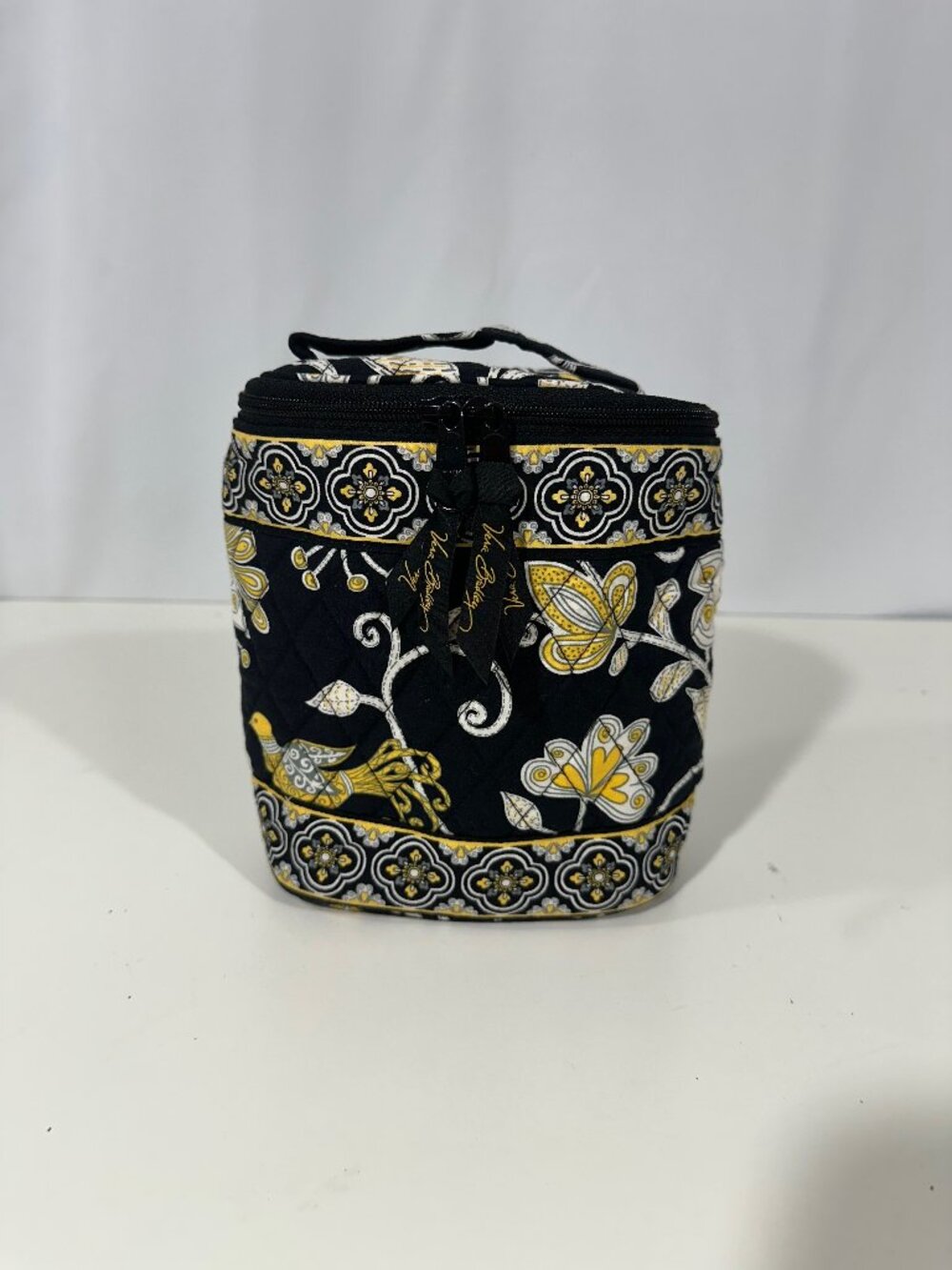 Vera Bradley Yellow Bird Cool Keeper Insulated Lunch Bag Quilted Black Yellow